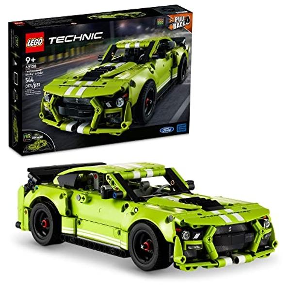 LEGO Technic Ford Mustang Shelby GT500 Building Set 42138 - Pull Back Drag Race Toy Car Model Kit, Featuring AR App for Fast Action Play, Great Gift for Boys, Girls, and Teens Ages