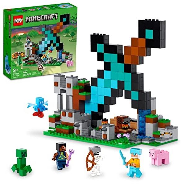 LEGO Minecraft The Sword Outpost 21244 Building Toys - Featuring Creeper, Warrior, Pig, and Skeleton Figures, Game Inspired Toy for Fun Adventures and Play, Gift for Kids, Boys, an