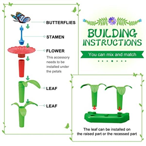 SpringFlower Toys for Girls 3 4 5 6 7 Years Old, Flower Garden Building Kit with Storage case,Educational STEM Toy and Preschool Garden Play Set for Toddlers, 148pcs