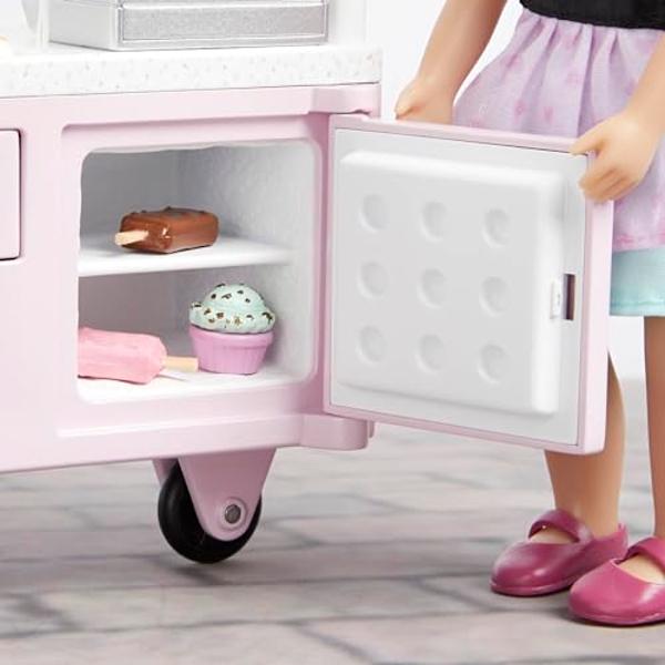 Lori – Mini Doll & Ice Cream Cart – Clothes & Ice Cream Accessories for 6-inch Dolls – Ice Cream Scoops, Cones, Soft Serve, Popsicles – Toys for Kids – 3 Years + – Evelina's Ice Cr