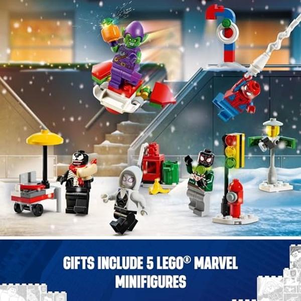 LEGO Marvel Spider-Man Advent Calendar 2024 for Kids - Christmas Advent Calendar with Mini Builds & 5 Minifigures, Ages 7+ - Spider-Man Toy for Boys & Girls - Gift Idea for Holiday
