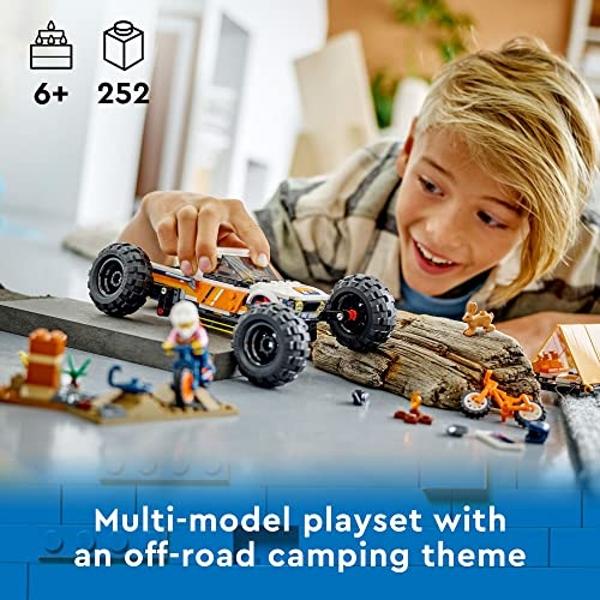 LEGO City 4x4 Off-Roader Adventures 60387 Building Toy - Camping Set Including Monster Truck Style Car with Working Suspension and Mountain Bikes, 2 Minifigures, Vehicle Toy for Ki
