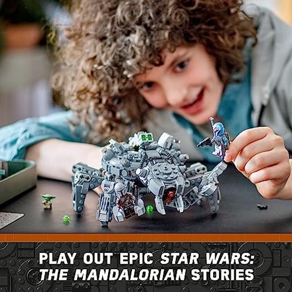 LEGO Star Wars Spider Tank 75361, Building Toy Mech from The Mandalorian Season 3, Includes The Mandalorian with Darksaber, Bo-Katan, and Grogu 'Baby Yoda' Minifigures, Gift Idea f