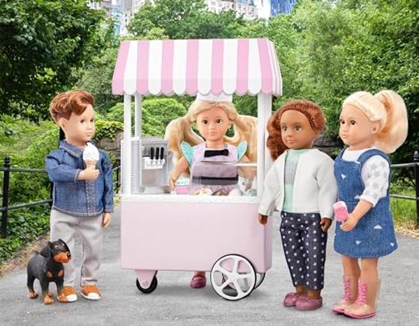 Lori – Mini Doll & Ice Cream Cart – Clothes & Ice Cream Accessories for 6-inch Dolls – Ice Cream Scoops, Cones, Soft Serve, Popsicles – Toys for Kids – 3 Years + – Evelina's Ice Cr