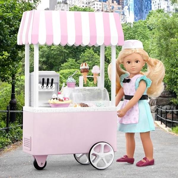 Lori – Mini Doll & Ice Cream Cart – Clothes & Ice Cream Accessories for 6-inch Dolls – Ice Cream Scoops, Cones, Soft Serve, Popsicles – Toys for Kids – 3 Years + – Evelina's Ice Cr