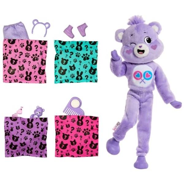 Barbie Cutie Reveal Doll & Accessories, Care Bears Series with Share Bear Costume & 10 Surprises Including Color Change & Mini Bear