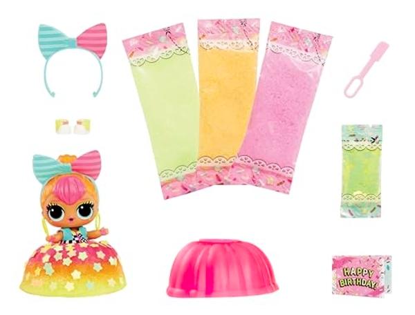 LOL Surprise Mix & Make Birthday Cake Tots with Collectible Doll, DIY Cake Dress, Cake Making and Decorating, Ingredients and Glitter Sprinkles, Cake Dress Doll- Great Gift for Gir