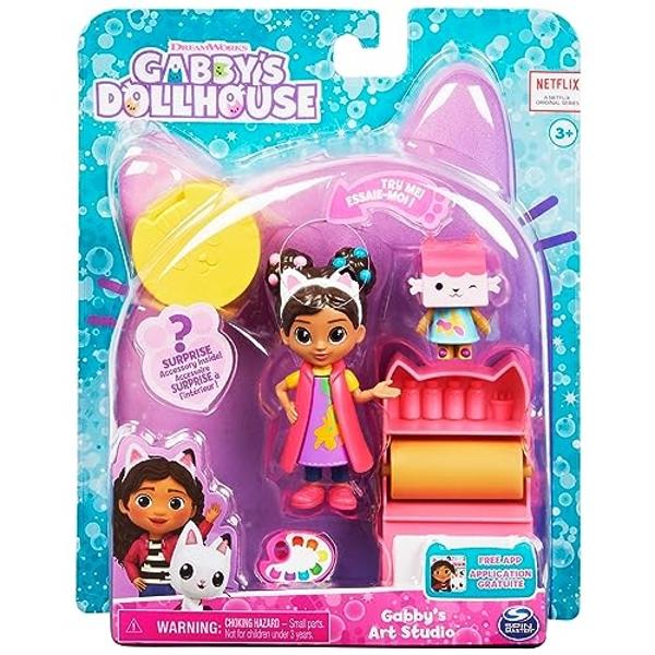 Gabby’s Dollhouse, Art Studio Set with 2 Toy Figures, 2 Accessories, Delivery and Furniture Piece, Kids Toys for Ages 3 and up