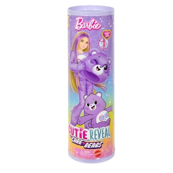 Barbie Cutie Reveal Doll & Accessories, Care Bears Series with Share Bear Costume & 10 Surprises Including Color Change & Mini Bear