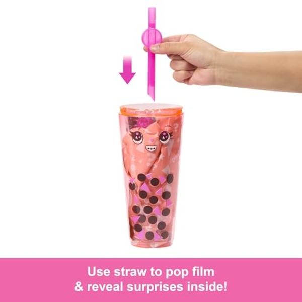 Barbie Pop Reveal Bubble Tea Series Doll & Accessories with Pet, 8 Surprises Include Color Change, Cup with Storage (Styles May Vary)