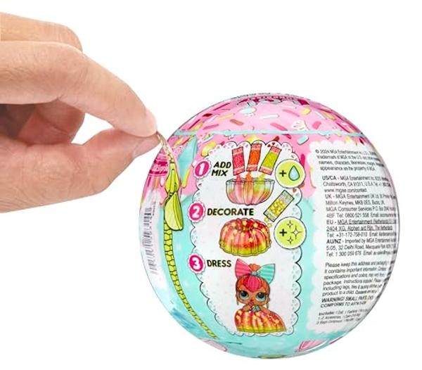 LOL Surprise Mix & Make Birthday Cake Tots with Collectible Doll, DIY Cake Dress, Cake Making and Decorating, Ingredients and Glitter Sprinkles, Cake Dress Doll- Great Gift for Gir