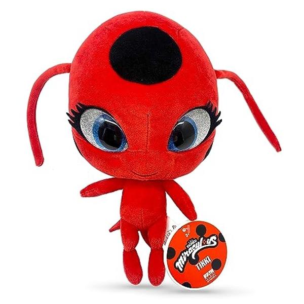 Miraculous Ladybug Kwami Mon Ami Plush Toy - Tikki The Ladybug, Super Soft Stuffed Animal - 9-inch Collectible Plush Figure, Ladybug & Cat Noir, Gift Stocking Stuffer for Kids & Co