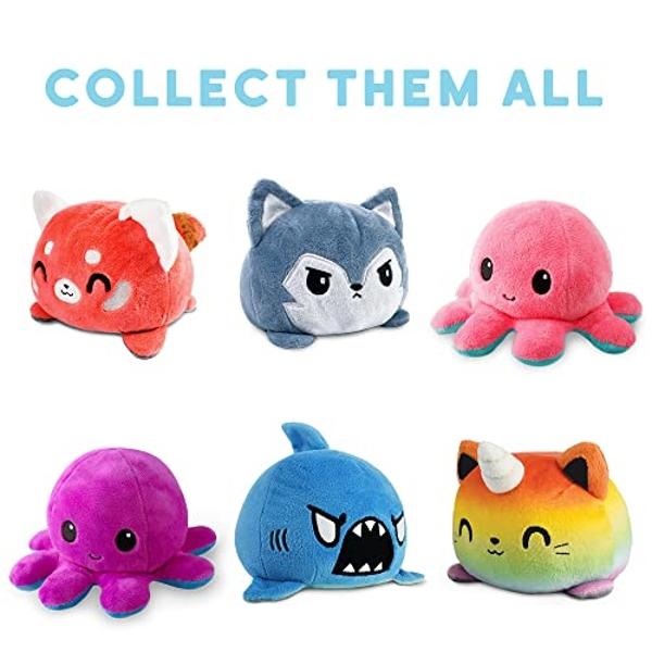 TeeTurtle - The Original Reversible Octopus Plushie - Pink + Aqua - Cute Sensory Fidget Stuffed Animals That Show Your Mood, 4 inch