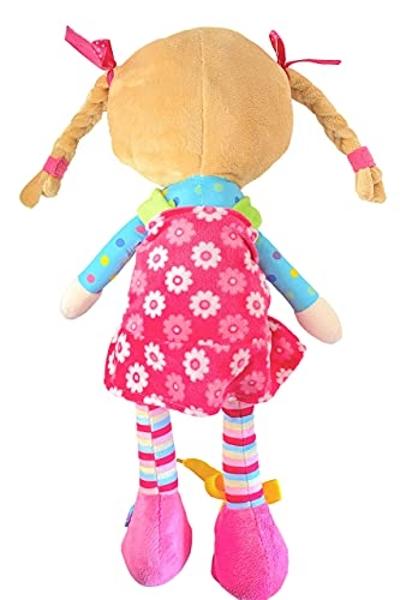 Sugar Snap Plush Doll for Toddlers Learn to Dress Montessori Toy - Dress Me Doll - Zipper, Snaps, Buttons, Buckle, Shoe Tying Practice - Educational Toy for 2 3 Year Old Girl - Mon