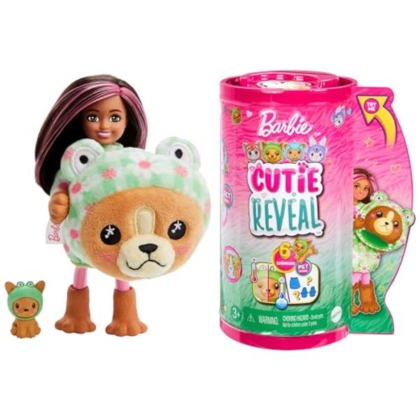 Barbie Cutie Reveal Chelsea Doll & Accessories, Animal Plush Costume & 6 Surprises Including Color Change, Puppy as Frog