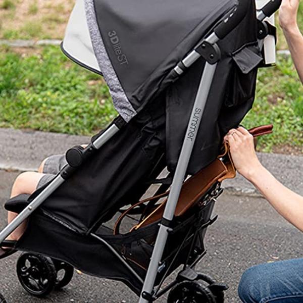 Summer Infant 3Dlite ST Convenience Stroller, Black & Gray - Lightweight Stroller with Steel Frame, Large Seat Area, Multi-Position Recline, Storage Basket - for Travel and More