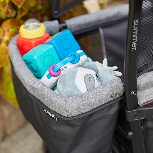 Summer Infant 3Dlite Wagon Convenience Lightweight Stroller for Infants, Accommodates up to 50 Pounds and Holds 2 Children, Black/Gray