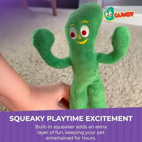 Multipet Gumby Dog Plush Toy - Squeaky Toy for All Dogs - Extra Soft Plush w/ Flexible Legs & Arms - Stuffed Animal for Cuddling & Playing - Cute Dog Pet Toy (9", Green)