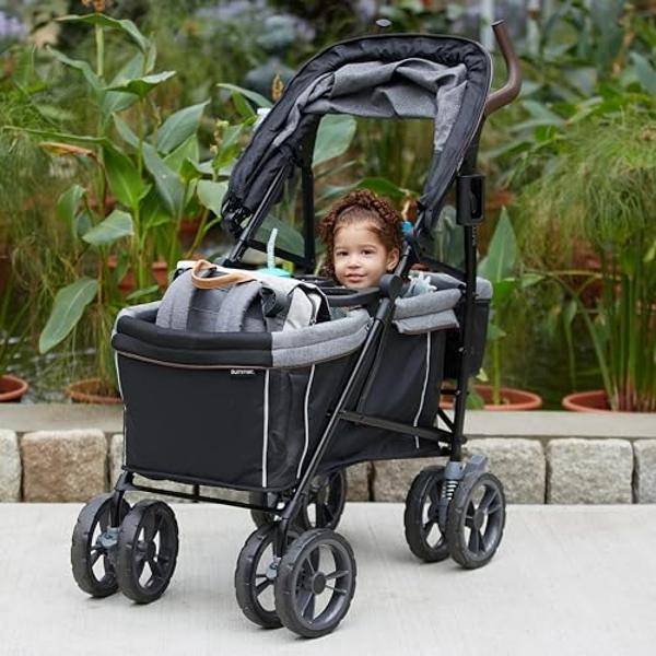 Summer Infant 3Dlite Wagon Convenience Lightweight Stroller for Infants, Accommodates up to 50 Pounds and Holds 2 Children, Black/Gray