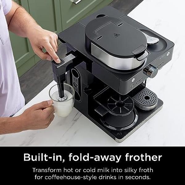 Ninja Espresso & Coffee Maker & Barista System, 3 Espresso Brew Styles, Single-Serve Coffee & Nespresso Capsule Compatible, Built-in Frother, Espresso, Cappuccino & Latte Maker, Bl