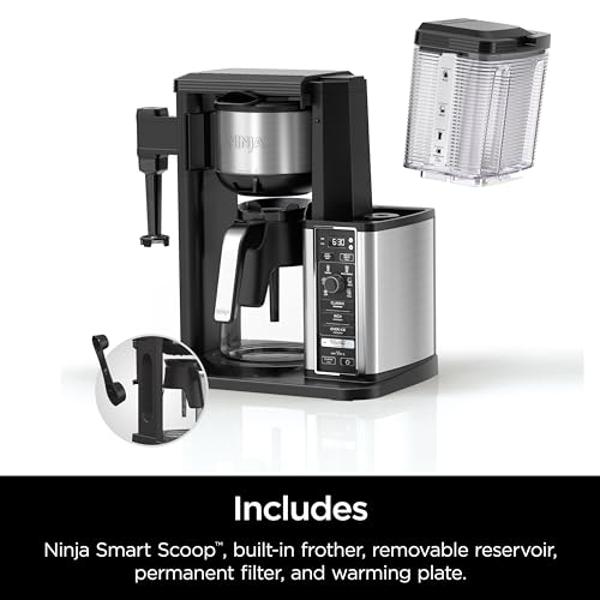 Ninja Specialty Coffee Maker, Hot & Iced Coffee, 6 Brew Styles, 8 Sizes, Small Cup to Travel Mug, 10-Cup Carafe, Fold-Away Frother, Permanent Filter, Removable Reservoir, Black, CM