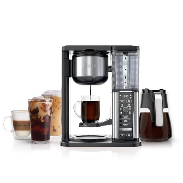 Ninja Specialty Coffee Maker, Hot & Iced Coffee, 6 Brew Styles, 8 Sizes, Small Cup to Travel Mug, 10-Cup Carafe, Fold-Away Frother, Permanent Filter, Removable Reservoir, Black, CM