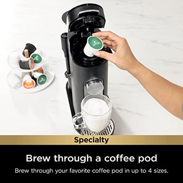Ninja Pod & Grounds Specialty Single-Serve Coffee Maker, K-Cup Pod Compatible, Brews Grounds, Compact Design, Built-In Milk Frother, 56-oz. Reservoir, 6-oz. Cup to 24-oz. Mug Sizes