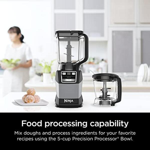 Ninja Blender, Compact Kitchen System, 1200W, 3 Functions for Smoothies, Dough & Frozen Drinks with Auto-IQ, 72-oz.* Blender Pitcher, 40-oz. Processor Bowl & 18-oz. Single-Serve Cu