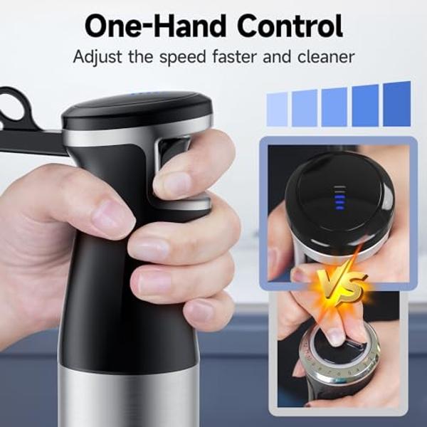 Immersion Hand Blender 5 in 1: 800W Electric Blender Handheld Stick Mixer with Trigger Control Grip, Emulsion Blenders for Kitchen Soup, Mayo, Smoothie and Baby Food, with Chopper,