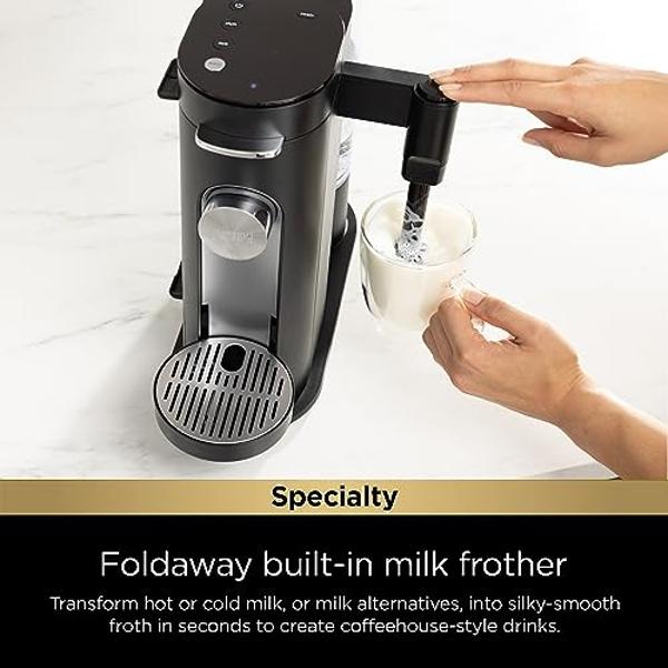 Ninja Pod & Grounds Specialty Single-Serve Coffee Maker, K-Cup Pod Compatible, Brews Grounds, Compact Design, Built-In Milk Frother, 56-oz. Reservoir, 6-oz. Cup to 24-oz. Mug Sizes