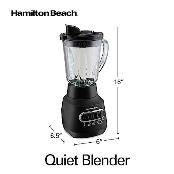 Hamilton Beach 58175 Wave Action Blender for Smoothies, Stainless Steel Ice Sabre Blades, 800 Watts, Quiet Design, 40 oz Glass Jar, Black
