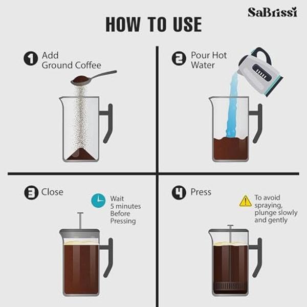 French Press Coffee Maker Stoneware Vintage Cafetiere 34 Ounces Insulated Heat Retention Dishwasher Safe (Black)