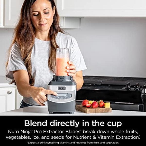 Ninja BL660 Professional Compact Smoothie & Food Processing Blender, 1100-Watts, 3 Functions -for Frozen Drinks, Smoothies, Sauces, & More, 72-oz.* Pitcher, (2) 16-oz. To-Go Cups &