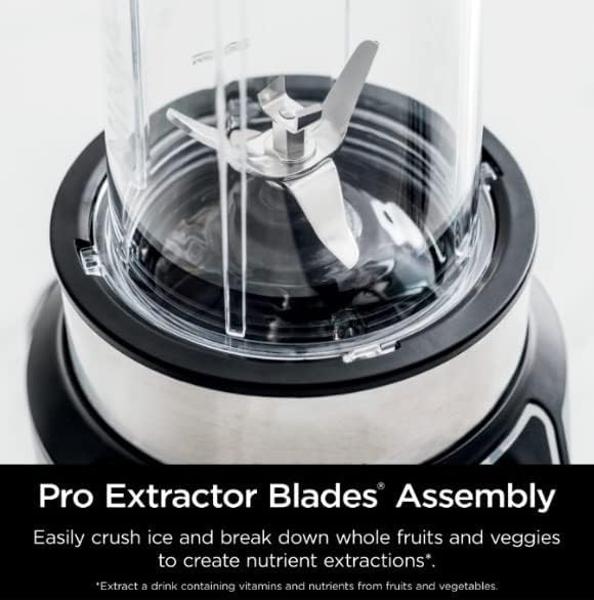 Ninja BN401-A Nutri Pro Compact Personal Blender, Auto-iQ Technology, 1100-Peak-Watts, for Frozen Drinks, Smoothies, Sauces & More, With To-Go Cups & Spout Lids, Gray