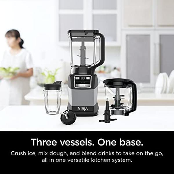 Ninja Blender, Compact Kitchen System, 1200W, 3 Functions for Smoothies, Dough & Frozen Drinks with Auto-IQ, 72-oz.* Blender Pitcher, 40-oz. Processor Bowl & 18-oz. Single-Serve Cu
