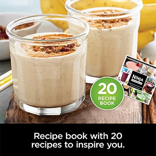Ninja BN301 Nutri-Blender Plus Compact Personal Blender, 900-Peak-Watt Motor, Frozen Drinks, Smoothies, Sauces & More, (3) 20 oz. To-Go Cups, (2) Spout-Lids (1) Storage-Lid, Dishwa