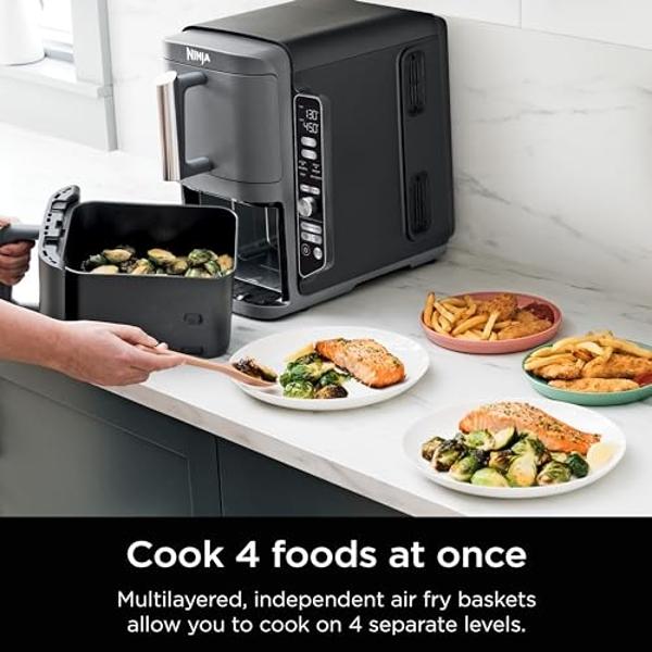 Ninja Air Fryer, 10QT DoubleStack XL 2-Basket, Compact Design, Cooks 5lb Whole Chicken, Feeds Up to 8 People, 6-in-1 Air Fryer, Roast, Bake & More, Easy to Clean, Dishwasher Safe P