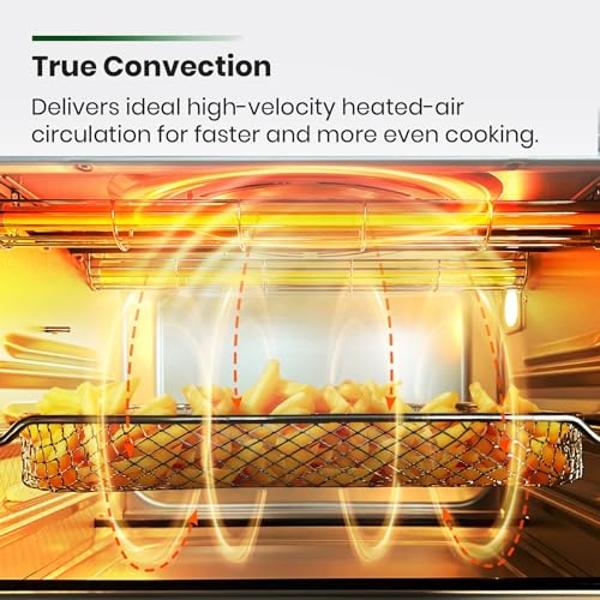 VAL CUCINA Infrared Heating Air Fryer Toaster Oven, Extra Large Countertop Convection Oven 10-in-1 Combo, 6-Slice Toast, Enamel Baking Pan Easy Clean with Recipe Book, Brushed Stai