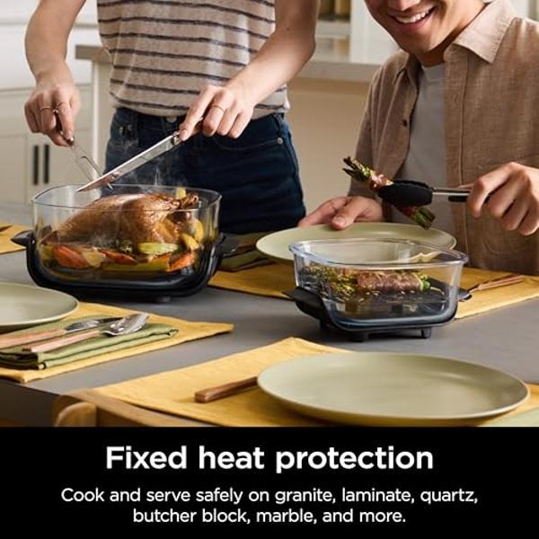 Ninja Crispi 4-in-1 Portable Glass Air Fryer Cooking System, 4QT & 6 Cup Glass Containers with Storage Lids, Easy Meals, Microwave, Freezer & Dishwasher Safe, Air Fry, Bake & More,