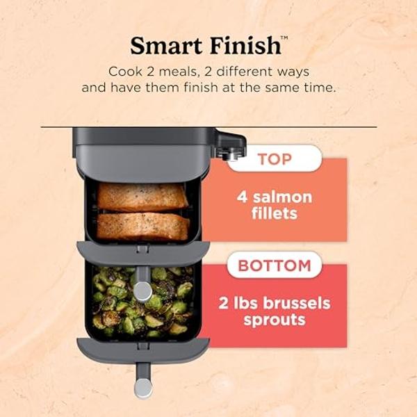 Ninja Air Fryer, 10QT DoubleStack XL 2-Basket, Compact Design, Cooks 5lb Whole Chicken, Feeds Up to 8 People, 6-in-1 Air Fryer, Roast, Bake & More, Easy to Clean, Dishwasher Safe P