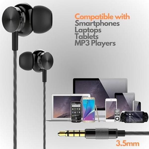 Betron BS10 Earphones Wired Headphones in Ear Noise Isolating Earbuds with Microphone and Volume Control Powerful Bass Driven Sound, 12mm Large Drivers, Ergonomic Design