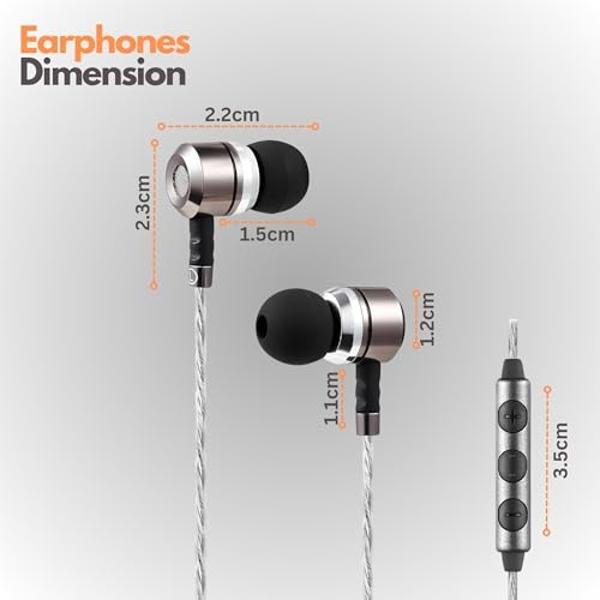 Sephia SP3060VC Wired Earbuds with Microphone, in-Ear Headphones with Noise Isolation & Deep Bass, 3.5mm Jack Earphones for Cellphone, Android, Laptop & Tablet, Tangle-Free Cable, 
