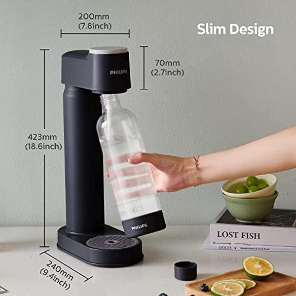 SodaStream Terra Sparkling Water Maker Machine, with 1 Litre Reusable BPA-Free Water Bottle for Carbonating & 60 Litre Quick Connect CO2 Gas Cylinder – Black