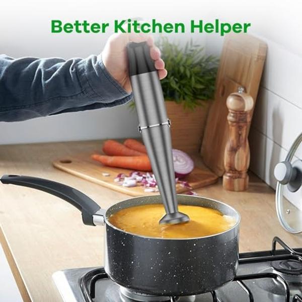 Immersion Blender Handheld Corded Hand Blenders Set 1100W, Trigger Variable Speed 5 in 1 Stick Emulsifier with Chopper, Whisk and Frother for Soup, Baby Food and Smoothies