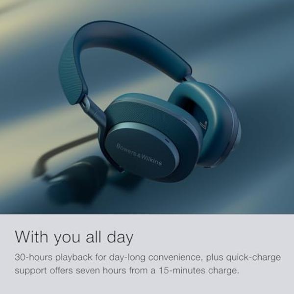 Bowers & Wilkins Px7 S2e Over-Ear Headphones - Enhanced Noise Cancellation & Transparency Mode, Crystal-Clear Calls, Bluetooth, 30-Hour Playback, Ocean Blue