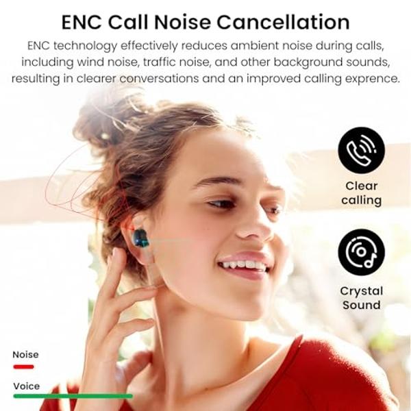 TOZO T12 (Compact Ergonomic Edition) Wireless Earbuds Bluetooth 5.3 Headphones, Call ENC Noise Cancelling Mic, 55Hrs Playtime App Customize EQ IPX8 Waterproof LED Digital Display P