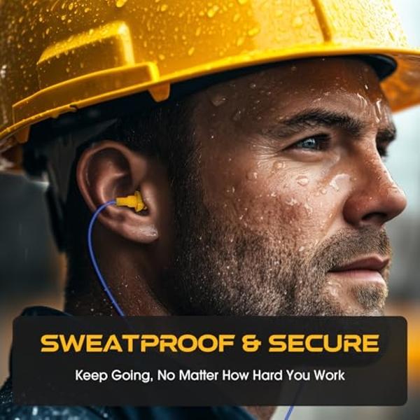 MIPEACE Work Earbuds Headphones, Ear Plug Headphones for Work-Noise isolating Earbuds Earphones for Industrial Safety Construction(Blue)