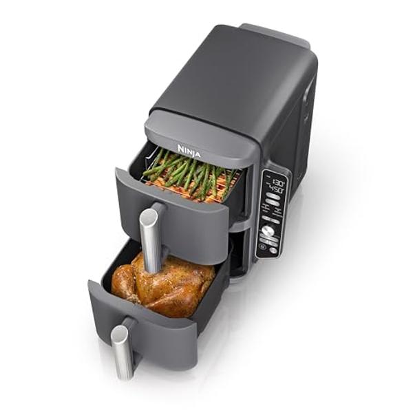 Ninja Air Fryer, 10QT DoubleStack XL 2-Basket, Compact Design, Cooks 5lb Whole Chicken, Feeds Up to 8 People, 6-in-1 Air Fryer, Roast, Bake & More, Easy to Clean, Dishwasher Safe P
