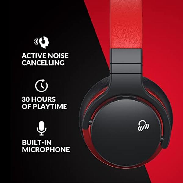 MOVSSOU E7 Active Noise Cancelling Headphones Bluetooth Headphones Wireless Headphones Over Ear with Microphone Deep Bass, Comfortable Protein Earpads, 30 Hours Playtime for Travel