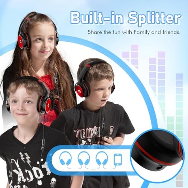 ADOOPE Kids Headphones with Safe 85dB/94dB Volume Limiter for Teen and Boys, Foldable HD Stereo Sound Headset for Kindle Kids/fire Tablet/iPad/Laptop, Headphones with Microphone (B